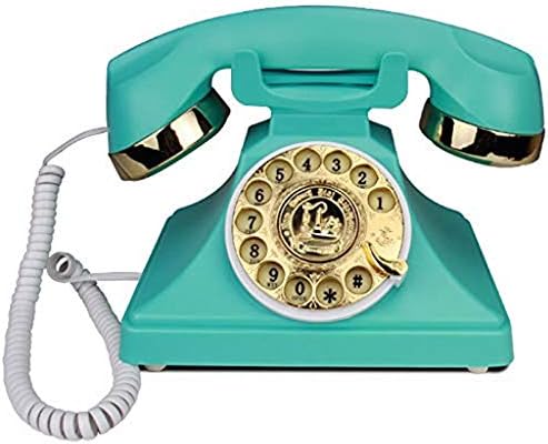 SJYDQ Ретро Телефонски фиксни-ротирачки телефонски телефонски ретро старомодни класично метално bellвонче, кабел телефонска функција за дома