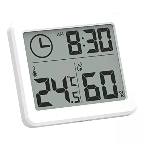 Лиуз мултифункционален термометар хигрометар автоматски електронски температурен монитор за влажност на часовникот Голем LCD екран
