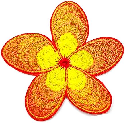Еднаш x портокалова жолта пумерија цвет цвет цвет цвет Хаваи закрпи цртан филм лик лого железо или шиење на везена лепенка за