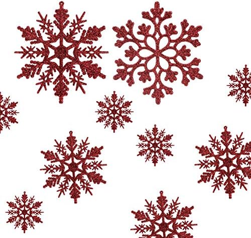 Светски 36 парчиња пластични снегулки сјајни украси за снегулка за украси на новогодишни елки