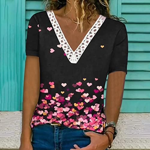 Women'sенски врвови лето трендовски обичен графички принт лабава кратка ракав плажа Дневни основни маички блузи