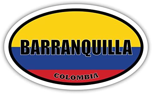 Баранкила Колумбија знаме овална декларална винил браник налепница 3x5 инчи