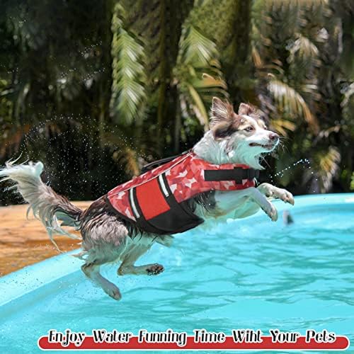 Iecoii кучиња Lifeивотна јакна за пливање, голем кучен животен елек безбедност плови палто за пловење, зачувување на костими за капење за миленичиња