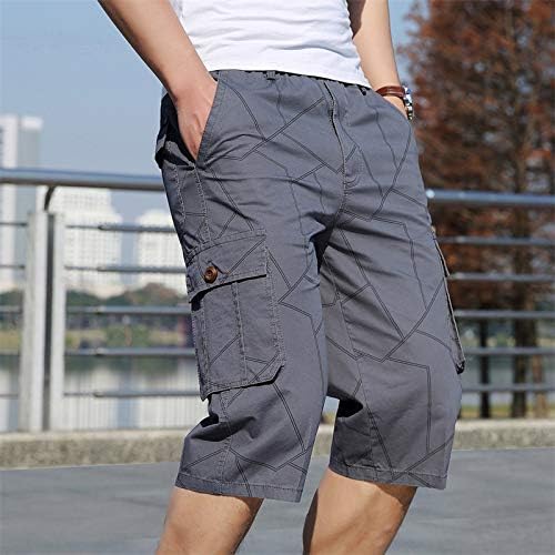 Машки шорцеви на YMoSRH летни обични фитнес боди -билдинг печатени џебни спортски панталони панталони