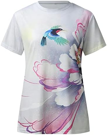 Летни врвови за жени во боја на женски бои со кратки ракави за кратки ракави каузални блузи маички врвови на жената