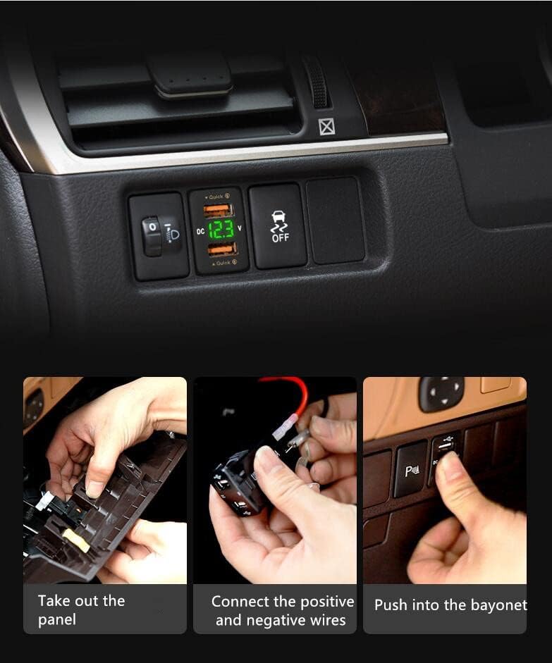 2 во 1 автомобил Брз полнач 12V Двојна USB Телефонски приклучок на напон за додатоци за Toyota