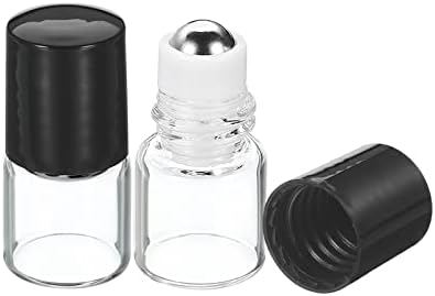 Шишиња со ролери со пакет 1мл, 6 пакувања стакло есенцијално масло од топка со пластични контејнери со капакот на капакот, чиста