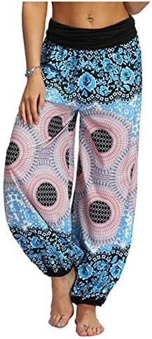 Јенски јога панталони во Дсодан со џебови обични боемски печати високи половини танцуваат цветни тајландски удобни бохо хареми панталони