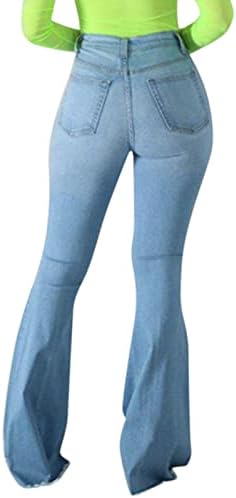 Lariau искинати фармерки женски разноврсна широка нога измиена истегнување тенок колк Подигнете разгорени y2k Баги фармерки панталони