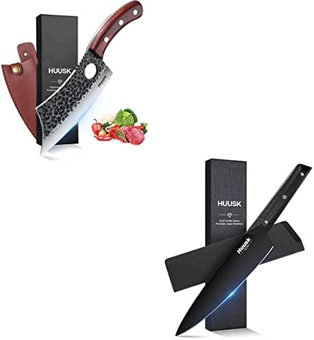 Хуск Јапонија Ножеви, Викинг Нож Со Обвивка Пакет Со Готвач Нож 7.7 Црна Титаниум Обложени Сечилото