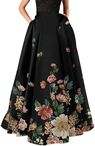 Гроздобер цветни бохо макси здолништа жени летни обични проточни здолништа со џебови плетени здолништа со здолниште со високо ниво