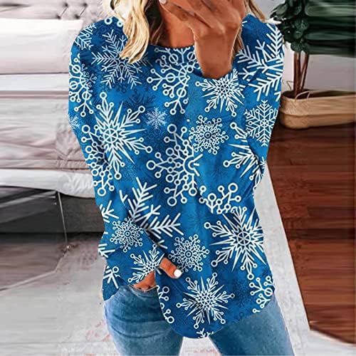 Божиќен пулвер врвот за жени преголеми џемпери со долги ракави, џемпер за печатење хума џемпер за печатење хасма