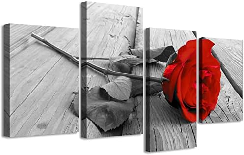 Декор на wallидот од роза од iazиазуго - декор за спална соба за жени платно wallидна уметност црвена роза Слики декор за спална соба црна декор сликање модерни романтичн