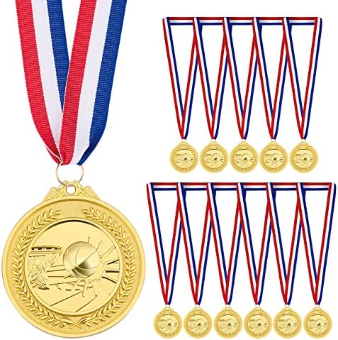 12 Парчиња Кошаркарски Медали За Деца Спорт 2 Инчен Метал Злато Награда Медали Со Вратот Лента