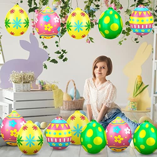 Jetec 16 парчиња надувување на велигденски јајца украси Велигденски надуени украси на отворено 10,6 инчи Велигденски јајце двор украси деца играчки