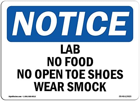 Оша Известување Знак-Лабораторија Нема Храна Без Чевли Со Отворени Прсти Носат Чад | Винил Етикета Налепница | Заштитете Го Вашиот
