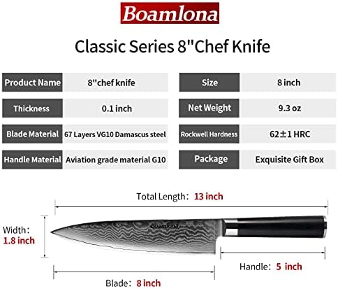 БАМЛОНА Готвач Нож 8 + Паринг Нож 3.5 - Дамаск Јапонски VG10 Супер Челик Фалсификувани Кујна Нож Со G10 Рачка