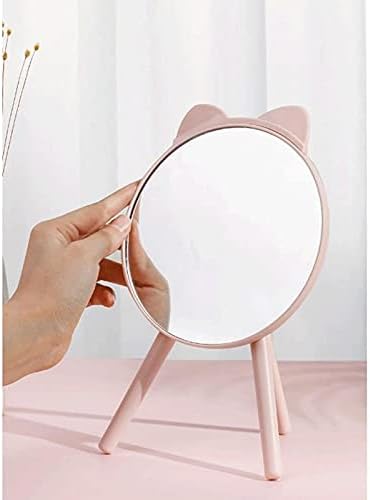WULFY MIRROR розово шминка огледало работна површина, преносен десктоп, преносен мал рачен рачен човек, може да стои огледало за шминка, домови
