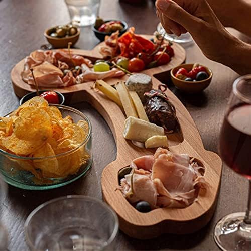 Смешна табла за аперитив, цврсто дрво Charcuterie Platter и табла за сирење, новини кујнски прибор за јадење со овошје со сирење, чинија за