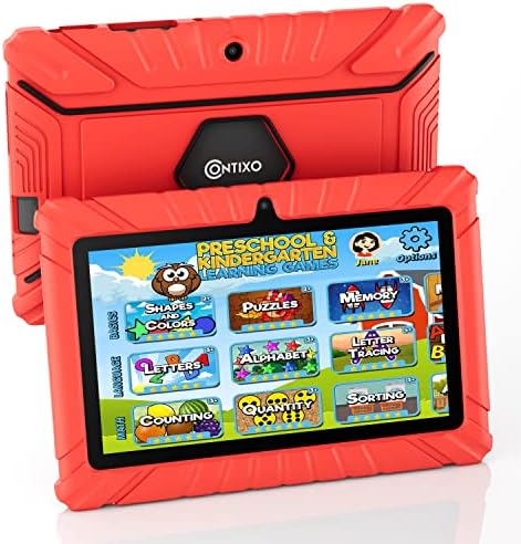 Contixo V8 Kids Tablet, 7 Детски пакет за таблети за учење - контрола на родител, WiFi двојна камера, таблет одобрена од наставници за