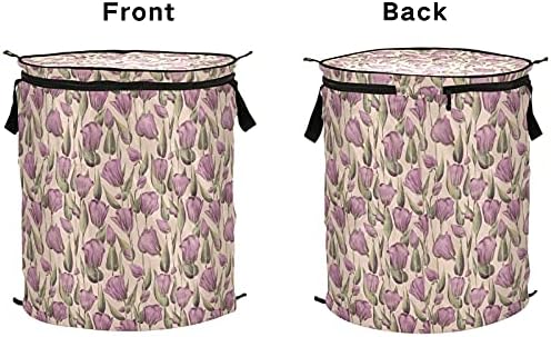 Алаза 50 l преклопна поп-ап облека за поп-ап, акварел цвеќиња корпа за перење за соба, студентски дом или патување