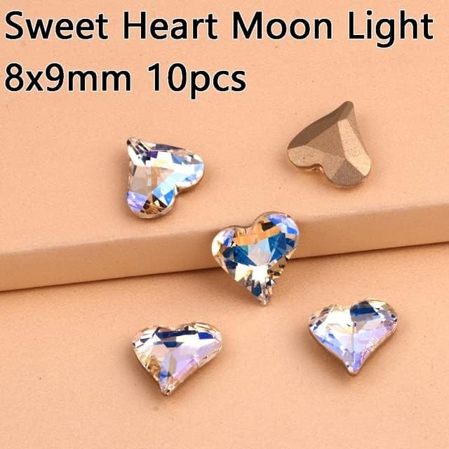 Месечината слатко срце нокти кристално сјајно стакло Rhinestones Вршени камења за привлечност за нокти за 3Д додатоци за DIY -