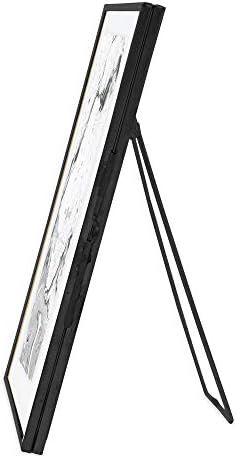 Исак Jacејкобс 5х7, црн модерен стил месинг и стакло, притиснато стакло, метална пловечка биро за фото -рамка, со затворање на шкаф за
