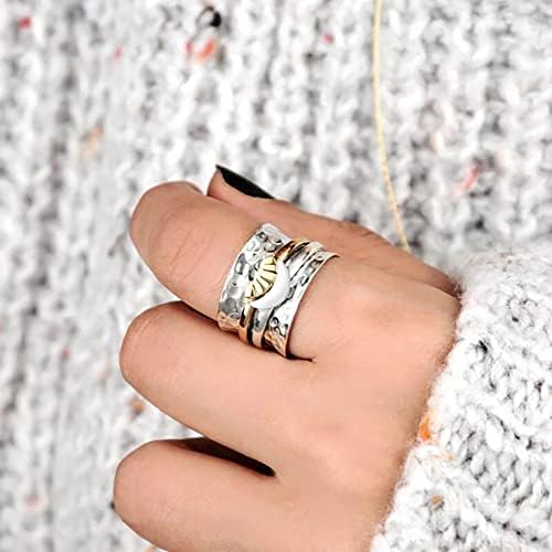 2023 Нова месечина вртливата прстен дами Декомпресија широкопојасен прстен Откријте личен прстен во западниот стил прстени