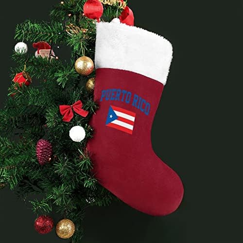 Знаме на Порто Рико црвени Божиќни празници за домашни украси за домашно дрво камин што виси чорапи