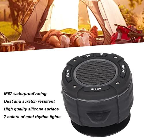 Преносен компактен звучник ASHATA IP67 водоотпорен Bluetooth звучник, вграден во микрофон, стерео звук за туширање со звук со 7 бои