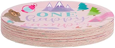 Сина панда 48 пакет розови таблички за кампување за девојки една среќна материјал за роденденски забави