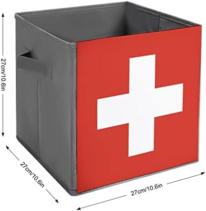 Швајцарија Знаме Преклопни Канти За Складирање Основи Склопувачки Коцки За Складирање Ткаенини Организаторски Кутии Со Рачки