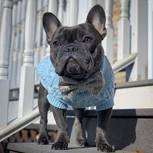 Париски милениче - џемпер од желки за кучиња - сина кабел плетена пуловер - топла облека за кученца - големина м