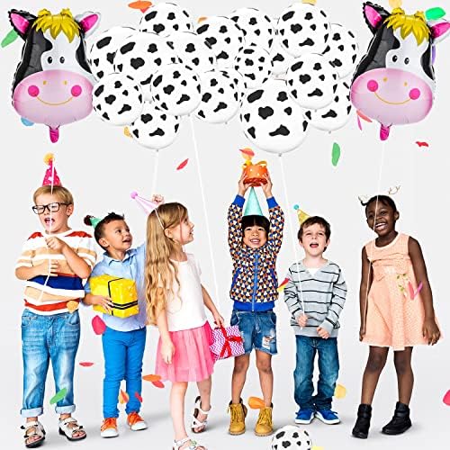 27 парчиња Балони Со Кравјо Печатење, Слатки Балони За Крави За Забави Џиновски Балони Во Форма На Крава Поставени Роденденски Забави