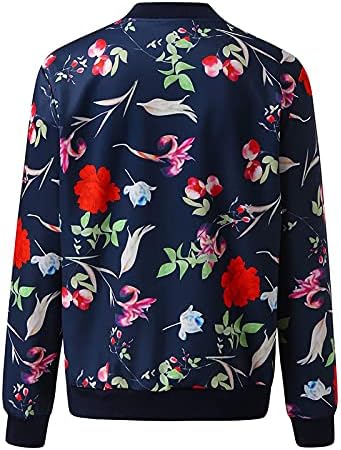 Womenените ретро цветни печатени целосни патенти џеб со долг ракав, обичен врвен палто за надворешна облека за домашен одмор работа
