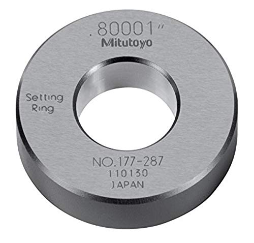 Mitutoyo 177-287 Поставување прстен, 0,80 големина, 0,39 ширина, 1,77 надворешен дијаметар, +/- 0.00004 Точност