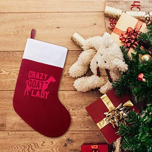 Луда коза дама црвена Божиќна празничка чорапи дома украси за Божиќно дрво Камино виси чорапи