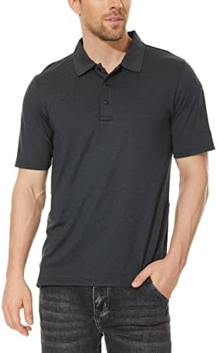 Машки голф-голф маички со кратки ракави со кратки ракави со брза суво лежерна кошула со копчиња за перформанси-маица