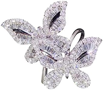 Прстени за жени ringвонат два квадратни дијаманти пеперутка циркон прстен креативен ангажман прстен