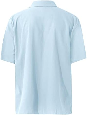 Мажочни маички со маички за плажа на плажа, модни кошула врвови на хавајски кратки ракави лабави удобни маички
