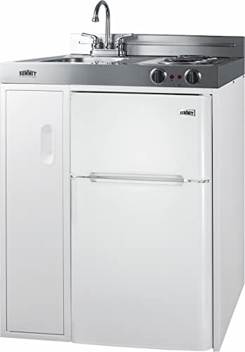 Самит C30EL 30 Кујна со 2 калем елемент мијалник за готвење и тапа во бела боја (Компактен фрижидер продаден