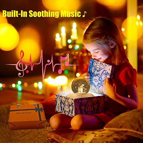 Музичка кутија Kajiewo, 3D Crystal Ball Music Box со топла лесна проекција, 360 ° ротирачки деца ноќно светло декор подарок за девојки жени