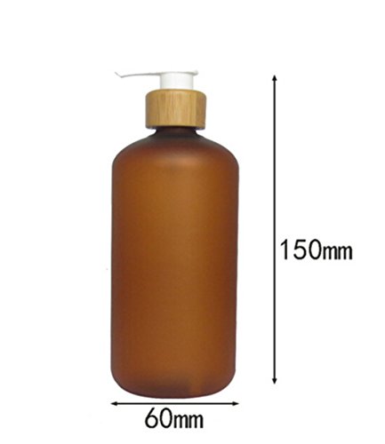 Topwel 2 парчиња 250 ml килибарна замрзната пластика со бамбус капаче бело пумпи за диспензерот за диспензери за сапун