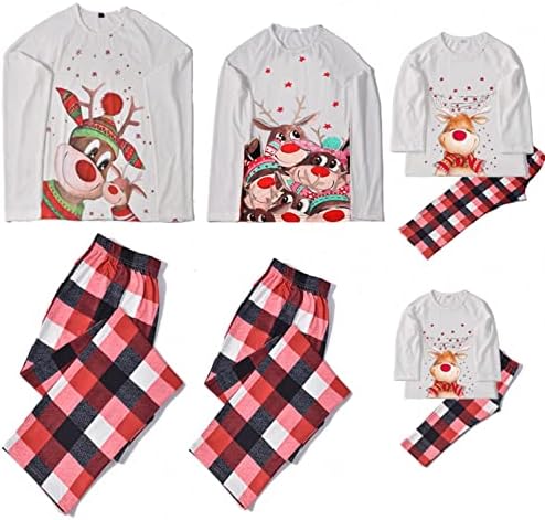 Семејни панталони панталони карирани Божиќни карирани печатени дневни часови Божиќни семејства што одговараат на пижами со долги ракави Дома