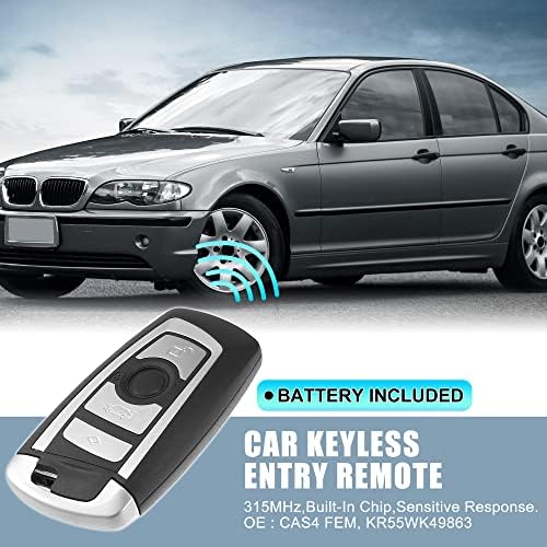 X Autohaux 315MHz KR55WK49863 YGOHUF5662 Замена на паметни влезни клучеви за далечински клуч FOB за BMW X3 X5 528I 535I 750i 4 копчиња со