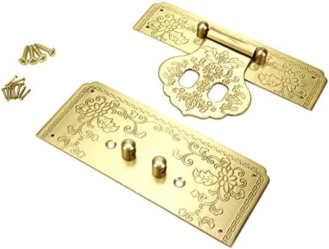 Mcredy Antique Solid Brass Hasp Latches, гроздобер златен затворач за заклучување на бравата за заклучување на дрвени кутии за заклучување заклучување