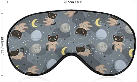Симпатични мачки астронаути за очи за очи за очи за слепите со ленти со прилагодливи ленти, светло заслепеник за патување за спиење јога дремки