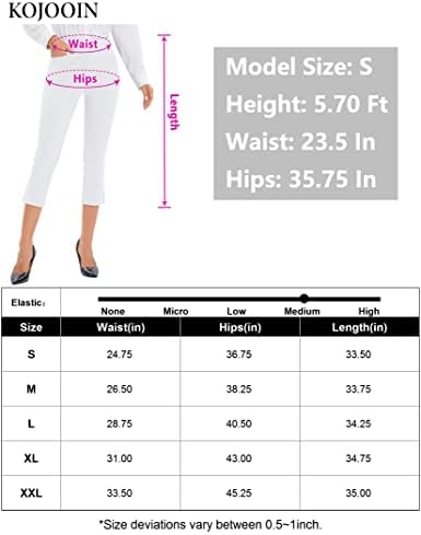 Којоин женски голф панталони Бизнис случајно каприс истегнување лесен сув капри работа јога фустан панталони со џеб бело