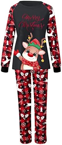 Родителско дете Божиќно елен печатење родител дете карирано панталони со долги ракави панталони пижами семејни пижами поставени пролет