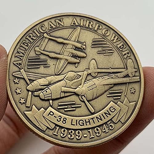 Американските Воздухопловни Сили П-38 Молња Пресретнувач Борец Сувенир Монета Воени Навивачи Бронзени Позлатени Предизвик Монета Комеморативна Монета